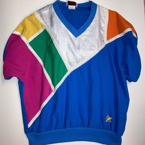 The American Collection vintage 80 Nylon Colorblock Style T Shirt + Pants Set